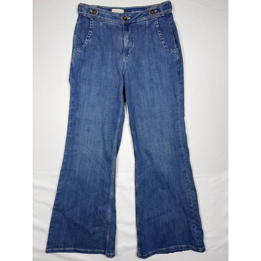 PILCRO Women's High Waisted Wide Leg Jeans trousers pockets‎ size 26